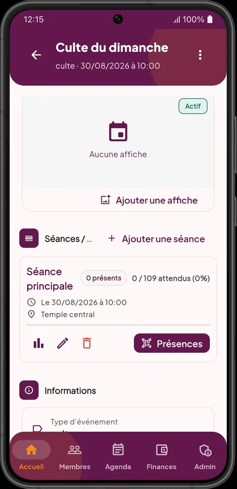 Présence à un événement